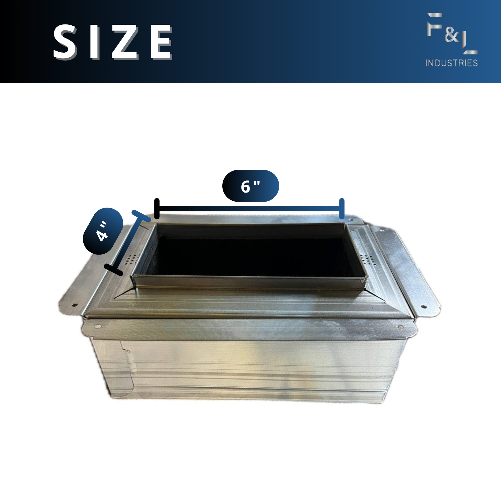F&L R6 Insulated Galvanized Ceiling Register Box – Premium HVAC Duct Boot for Secure Vent and Diffuser Connections, Heavy-Duty Galvanized Steel, Energy-Efficient Airflow Design