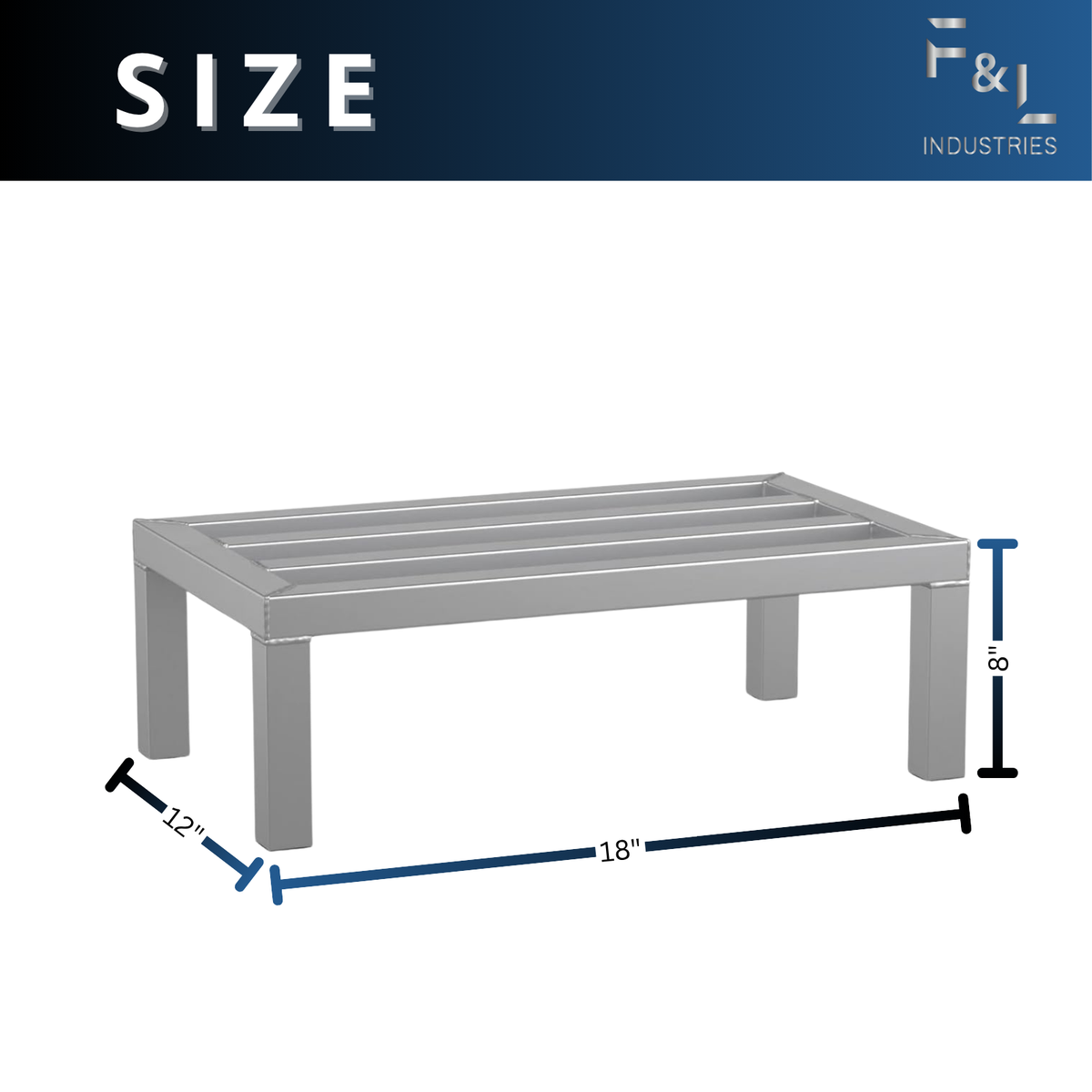 F&L Heavy-Duty Aluminum Dunnage Rack – 1850 lb Capacity, All-Welded Aluminum Storage Platform Designed for Warehouses, Restaurants, Retail Backrooms, and Industrial Use