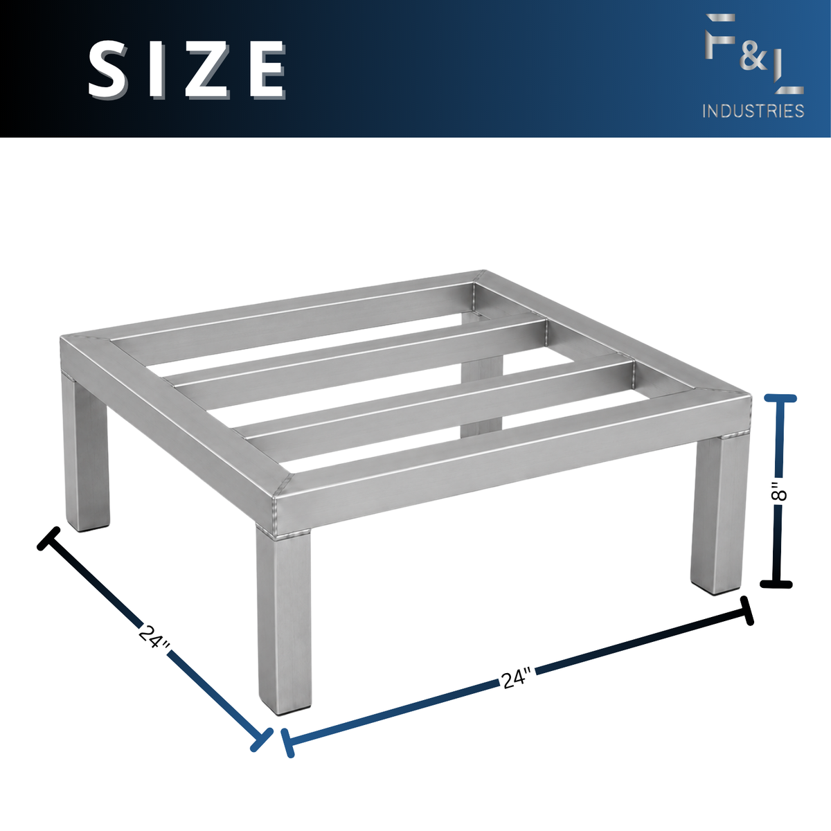 F&L Heavy-Duty Aluminum Dunnage Rack – 1850 lb Capacity, All-Welded Aluminum Storage Platform Designed for Warehouses, Restaurants, Retail Backrooms, and Industrial Use