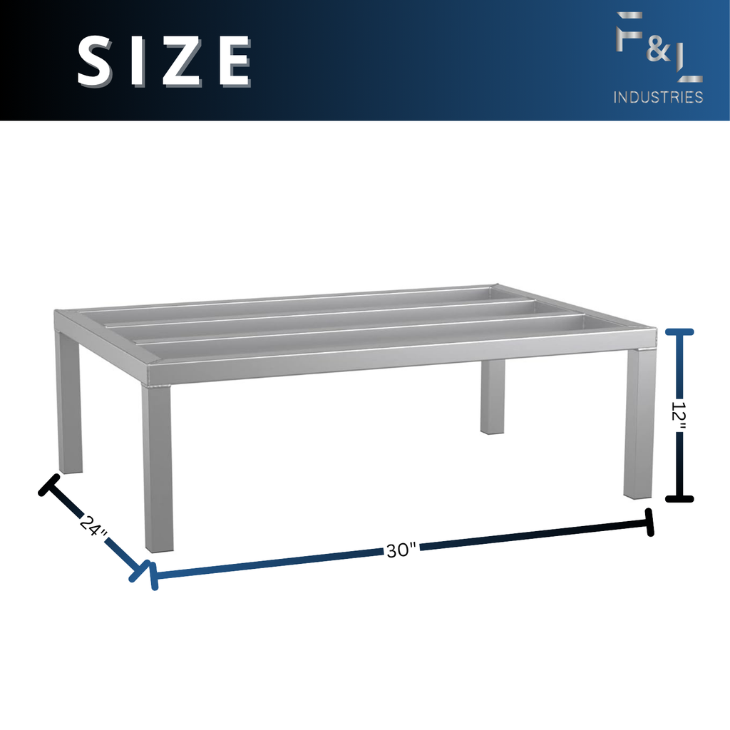 F&L Heavy-Duty Aluminum Dunnage Rack – 1850 lb Capacity, All-Welded Aluminum Storage Platform Designed for Warehouses, Restaurants, Retail Backrooms, and Industrial Use