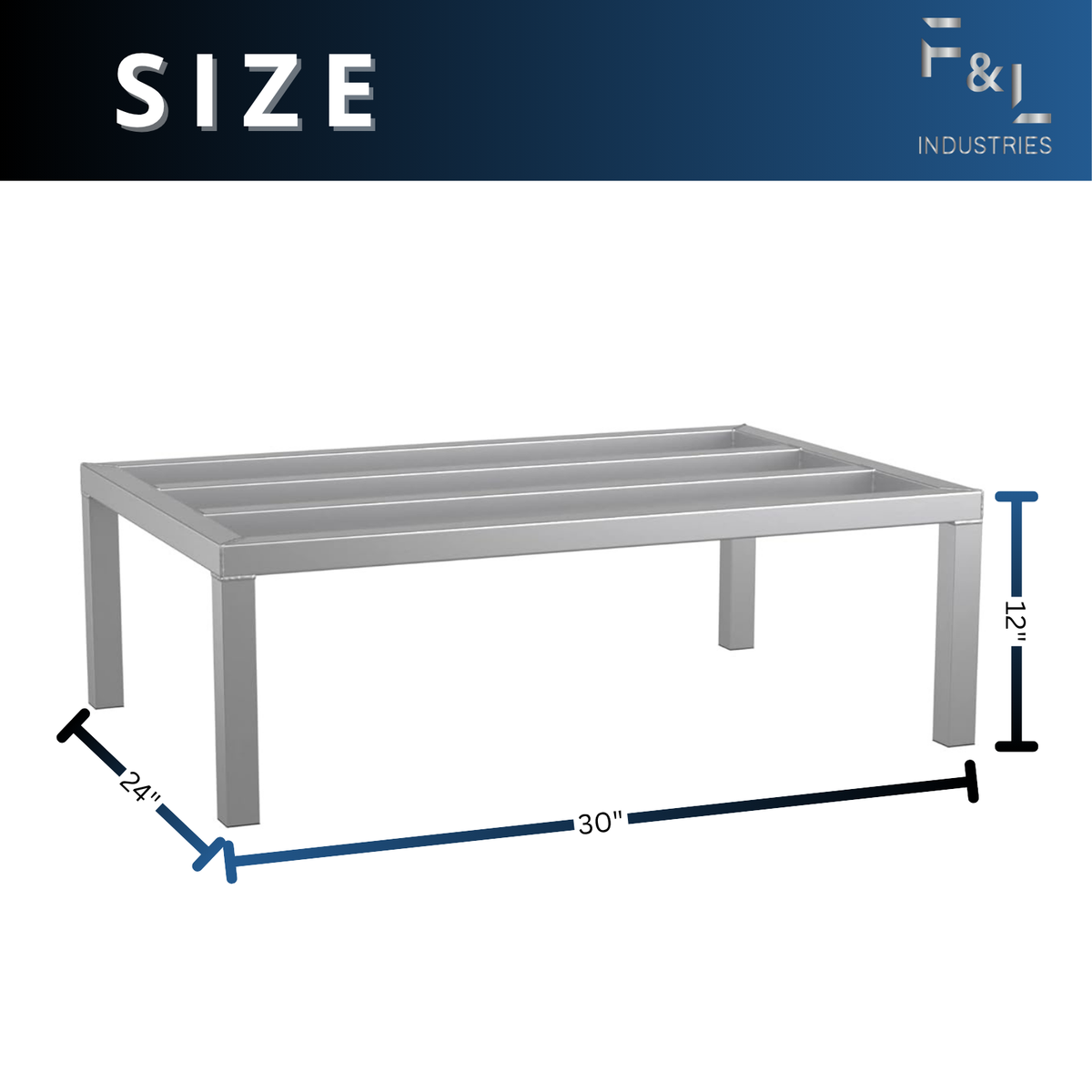 F&L Heavy-Duty Aluminum Dunnage Rack – 1850 lb Capacity, All-Welded Aluminum Storage Platform Designed for Warehouses, Restaurants, Retail Backrooms, and Industrial Use