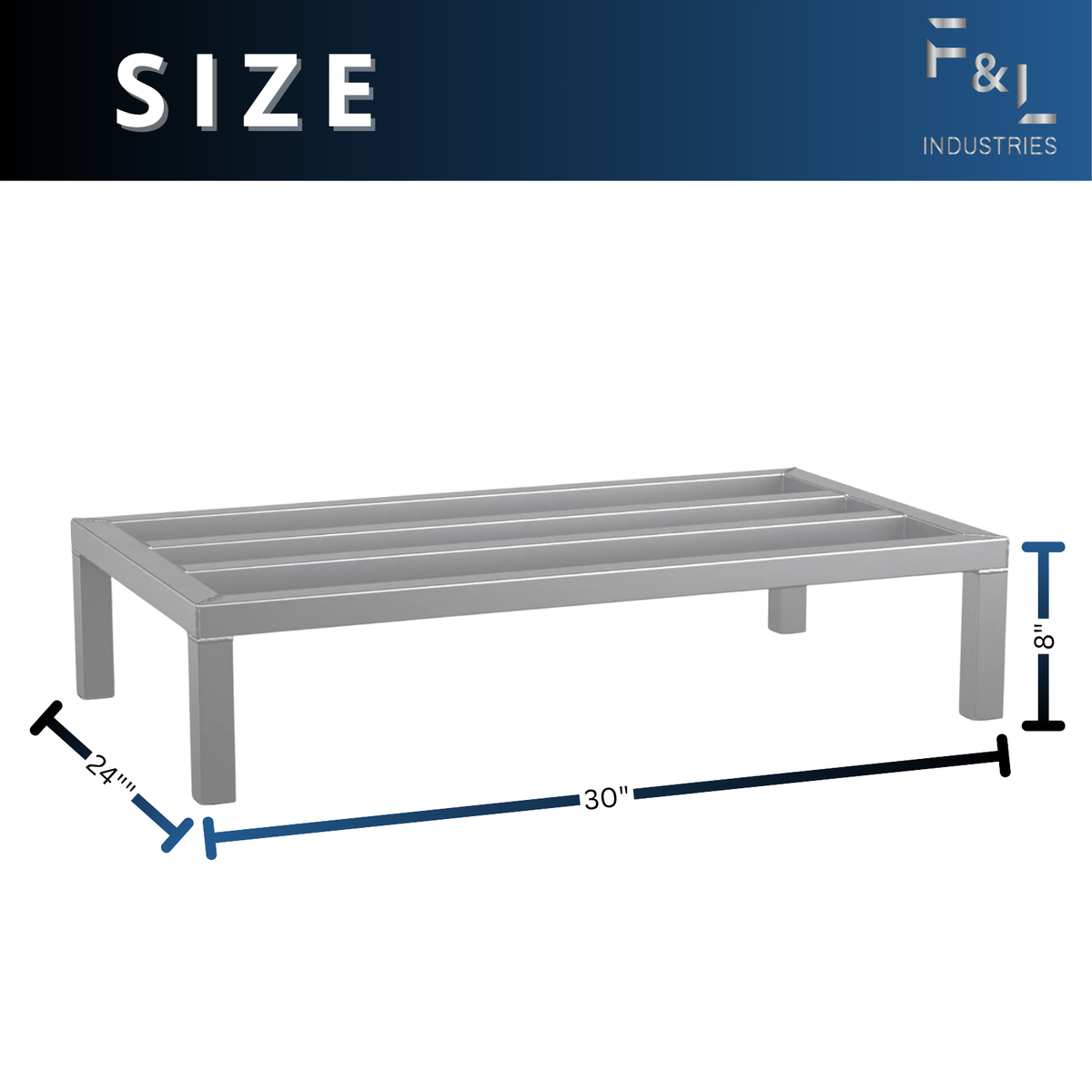 F&L Heavy-Duty Aluminum Dunnage Rack – 1850 lb Capacity, All-Welded Aluminum Storage Platform Designed for Warehouses, Restaurants, Retail Backrooms, and Industrial Use