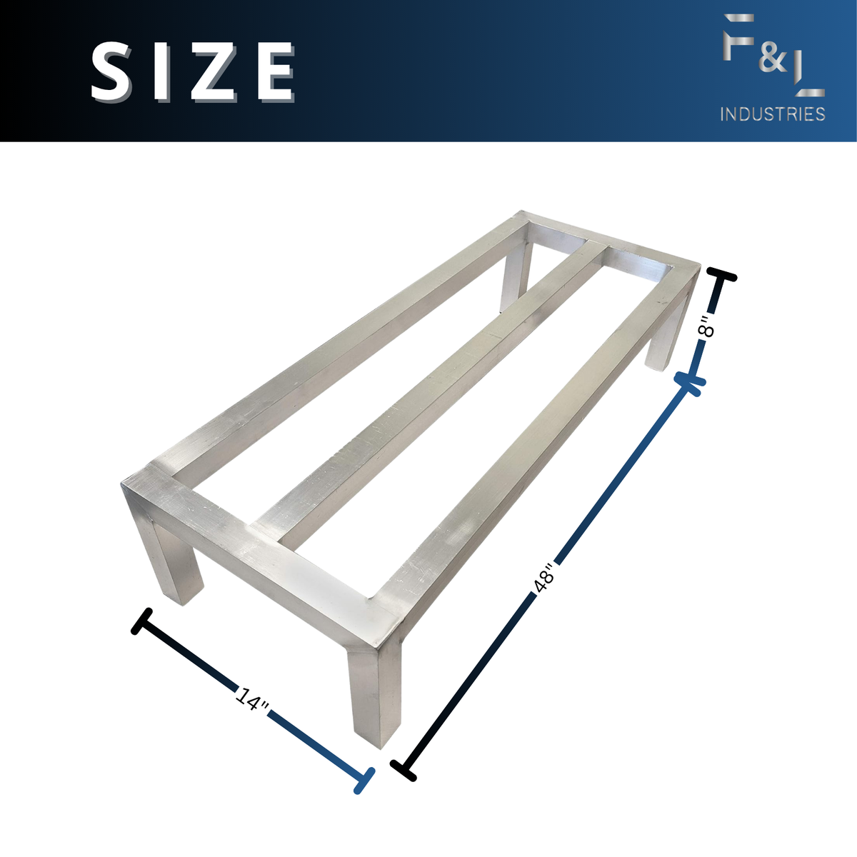 F&L Heavy-Duty Aluminum Dunnage Rack – 1850 lb Capacity, All-Welded Aluminum Storage Platform Designed for Warehouses, Restaurants, Retail Backrooms, and Industrial Use