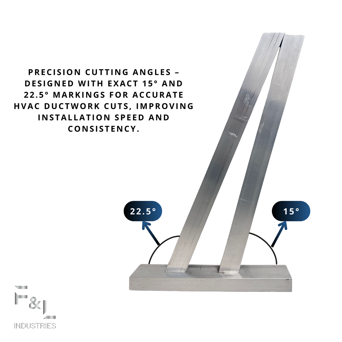 F&L Heavy-Duty Aluminum Square Duct Angle Cutting Guide – Precision 15° & 22.5° Tool for HVAC Ductwork, Sheet Metal & Duct Board – Corrosion-Resistant, Durable, Easy-to-Use Airflow Control Accessory