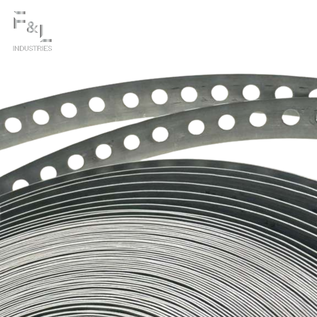 F&L Galvanized Pipe Strap 3/4" x 100 FT – Heavy-Duty 24 Gauge Steel Hanger Strap for Plumbing, HVAC & Electrical Pipe Support, Mounting, Bracing & Secure Installation Applications