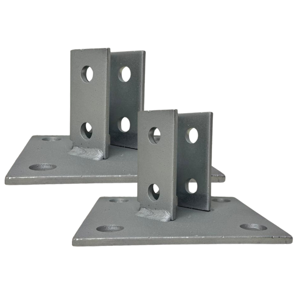 F&L Strut Post Base 1-5/8” Single Channel – 6x6 Inch Galvanized Steel Fence Post Support Bracket with 4 Mounting Holes for Framing & Construction