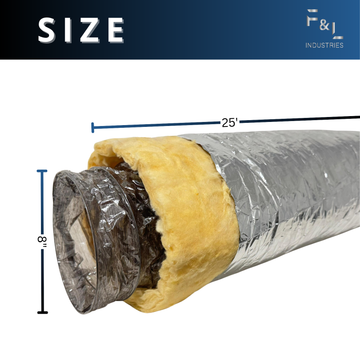F&L Insulated Flexible HVAC Air Duct– Heavy Duty Flex Ducting for AC Heating Cooling Ventilation Systems, Residential & Commercial Use (25 FT)